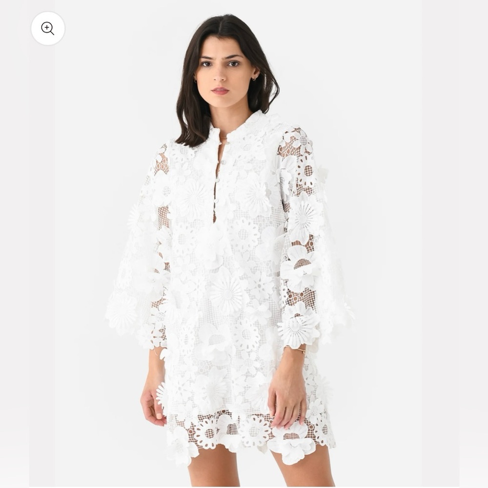Elegant White Floral Lace Mini Dress